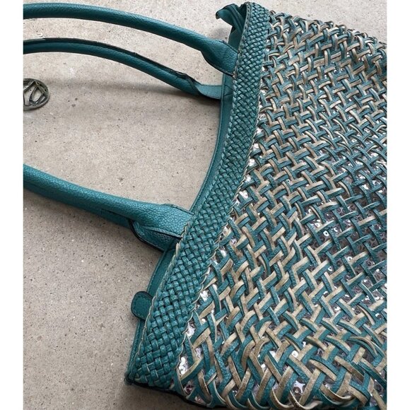 Vintage Style & Co. Sling Woven Blue Large Shoulder Bag Tote Women’s Purse - Picture 8 of 16